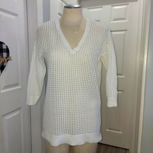 Jeanne Pierre white knitted sweater top Size Medium